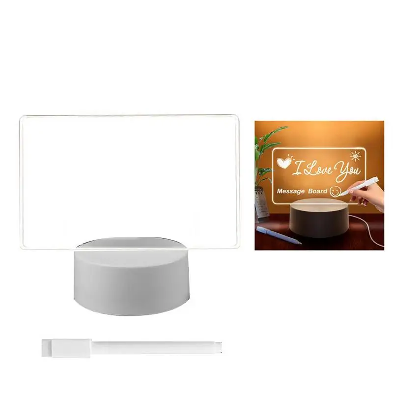 Acrylic Dry Erase Board Night Light Desktop Note Board With Pen LED Letter Message Board Night Light Rewritable Acrylic Memo