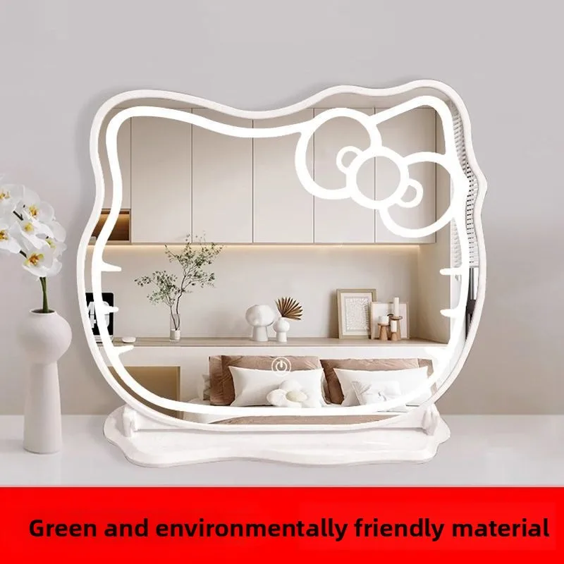 Makeup Mirror with Lamp Girl Bedroom Desktop Beauty Mirror Smart Led Dresser Dressing Mirror Vanity Mirror Compact Mirror