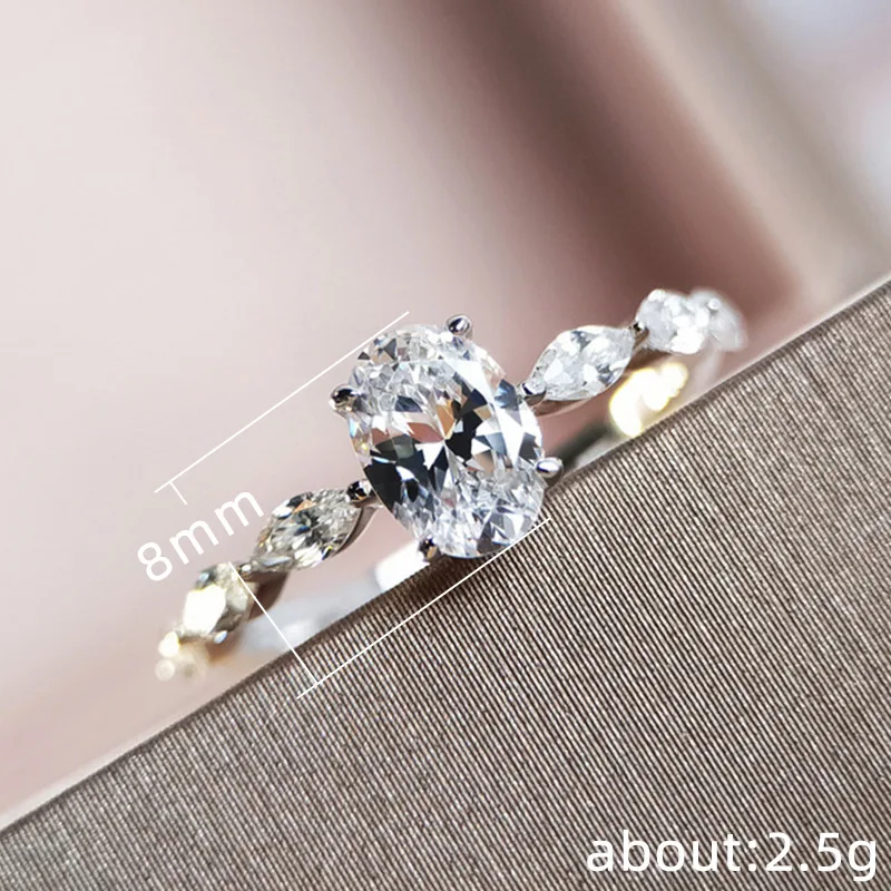 925er Sterlingsilber für Damen, ovale Ringe, Zirkon, zarter Antragsring für Liebhaber, hochwertiger Hochzeitsschmuck, heiß begehrtes Geschenk. – Detail 6