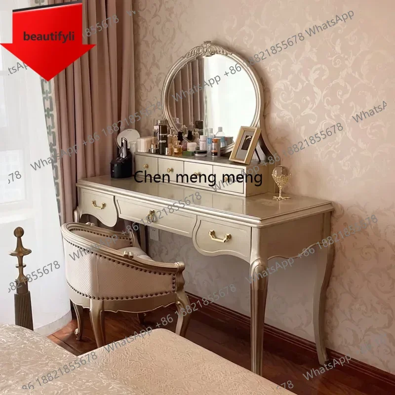 

A50 Luxury Dressing Table Vanity Mirror Chair Drawer Wood Princess Dressers Stoage Jewelry Bedroom Mesa De Maquillaje Furniture