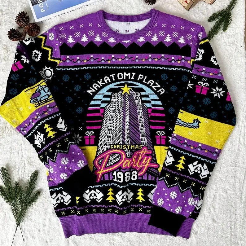 Christmas Nakatomi Plaza Ugly Sweater 3d Fashion Pullover Hip Hop Streetwear Menswear Funny Ugly Christmas Knitted Sweater