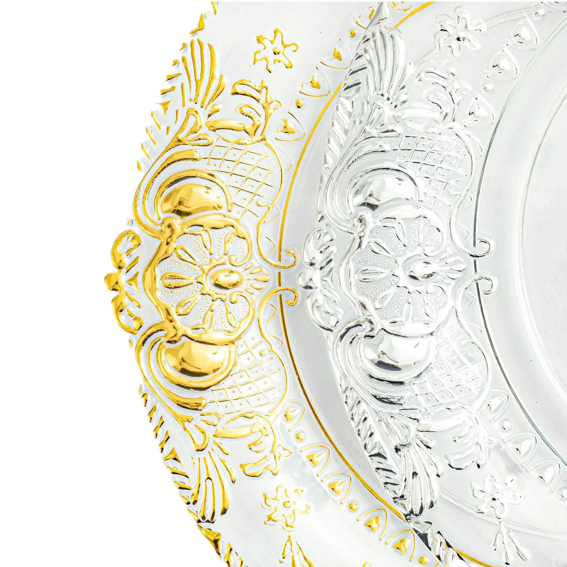 13Inches Crystal Charger Plate Plastic Decorative Service Plate Gold Silver Dinner Serving Wedding  Decor Table Place Settin image 6