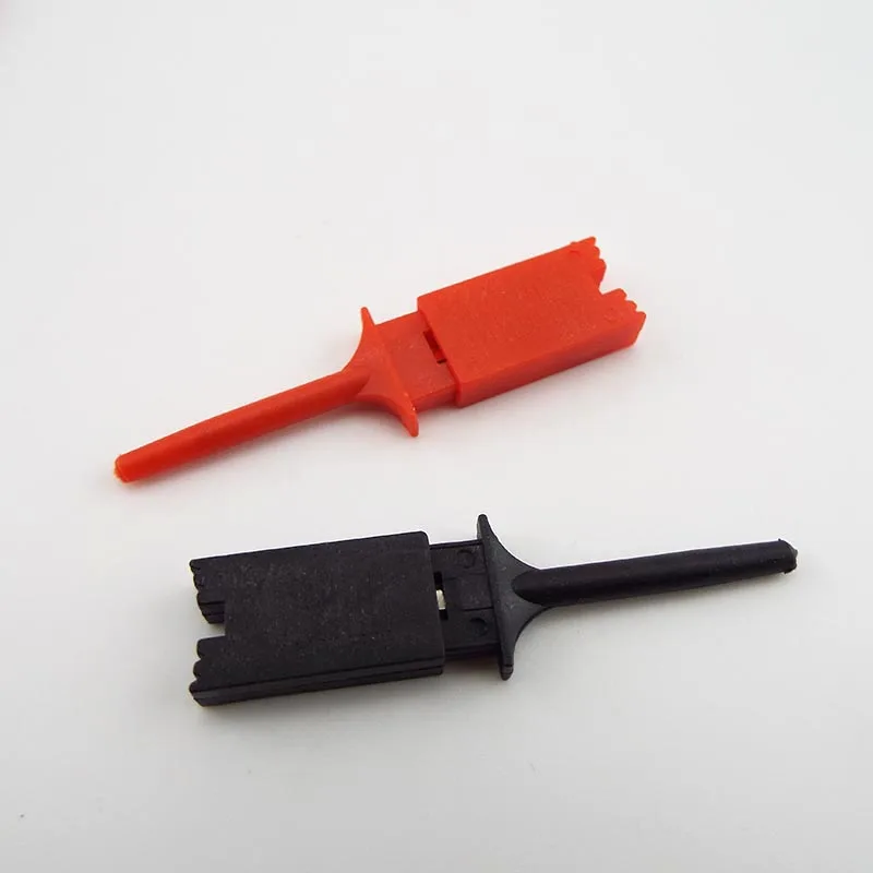 50mm Mini Single Test Hook Clip Probe for Electronic Testing IC Grabber flat Crocodile Clip Hooks electric Test Clip red black