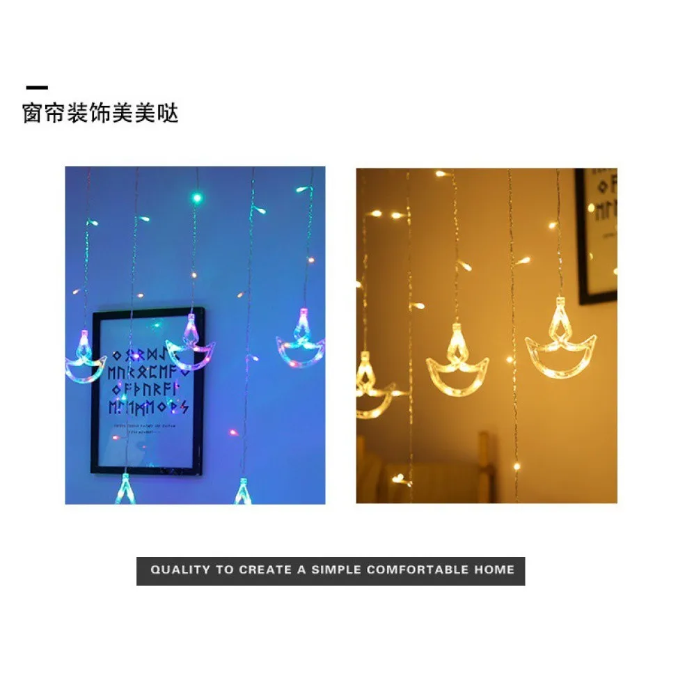 LED Light String EU Plug-in Decorative Curtain Atmosphere Lights Christmas Halloween Birthday Parties Indoor Lighting Fixture