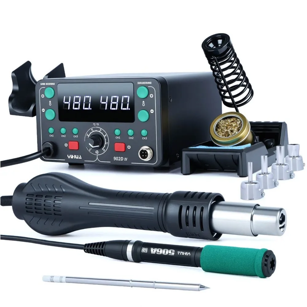 【CUSTOMER FAVORITE】Yihua T12 Soldering Station Kit Fast Heating Hot Air LCD Soldering Iron Auto Sleep Function Channel For SMD P