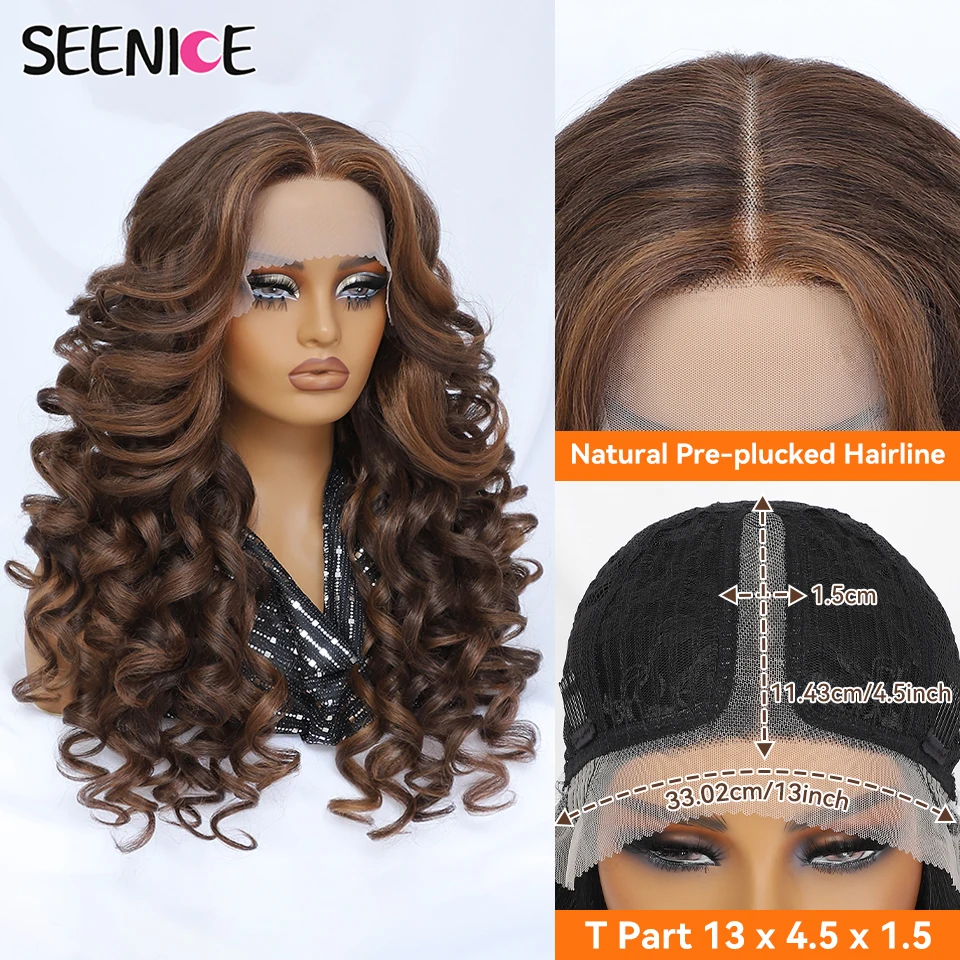 

Black Brown Curly Wig Synthetic Lace Front Wigs For Women Blonde Orange Female Lace Wig 13X4.5X1.5 Cosplay Hair Daily Use 24Inch