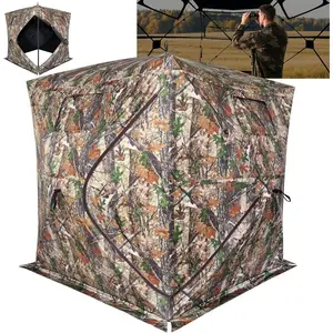 2-3 Person Portable 270/360° See-Through Hunting Blind with Carrying Bag