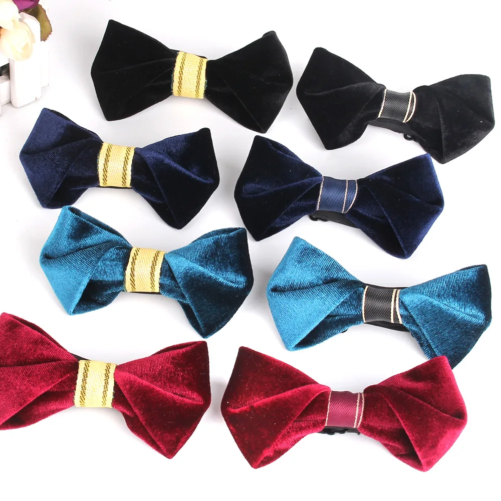 Velvet Bow tie For Groom Fashion Solid Bow ties For Men Women Shirt Bow knot Adjustable Adult Bowties Cravat Groomsmen Bowtie