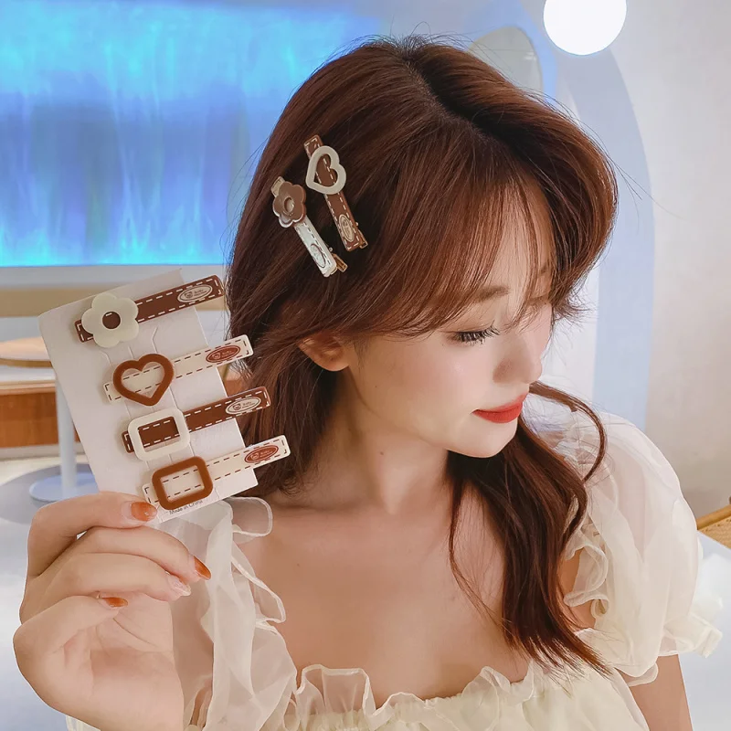 

2Korean Style Milk Tea Color Acrylic Hair Clip for Women Hair Clip Duckbill Clip Elegant Hairpin Hair Accessories