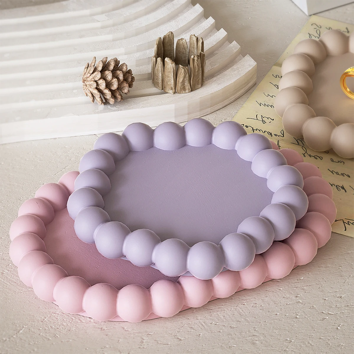 فقاعة صينية قالب من السيليكون لتقوم بها بنفسك اليدوية كوستر مجوهرات تخزين لوحة صينية للفاكهة صب الجص راتنجات الايبوكسي قالب الحرفية المنزل ديكو #5