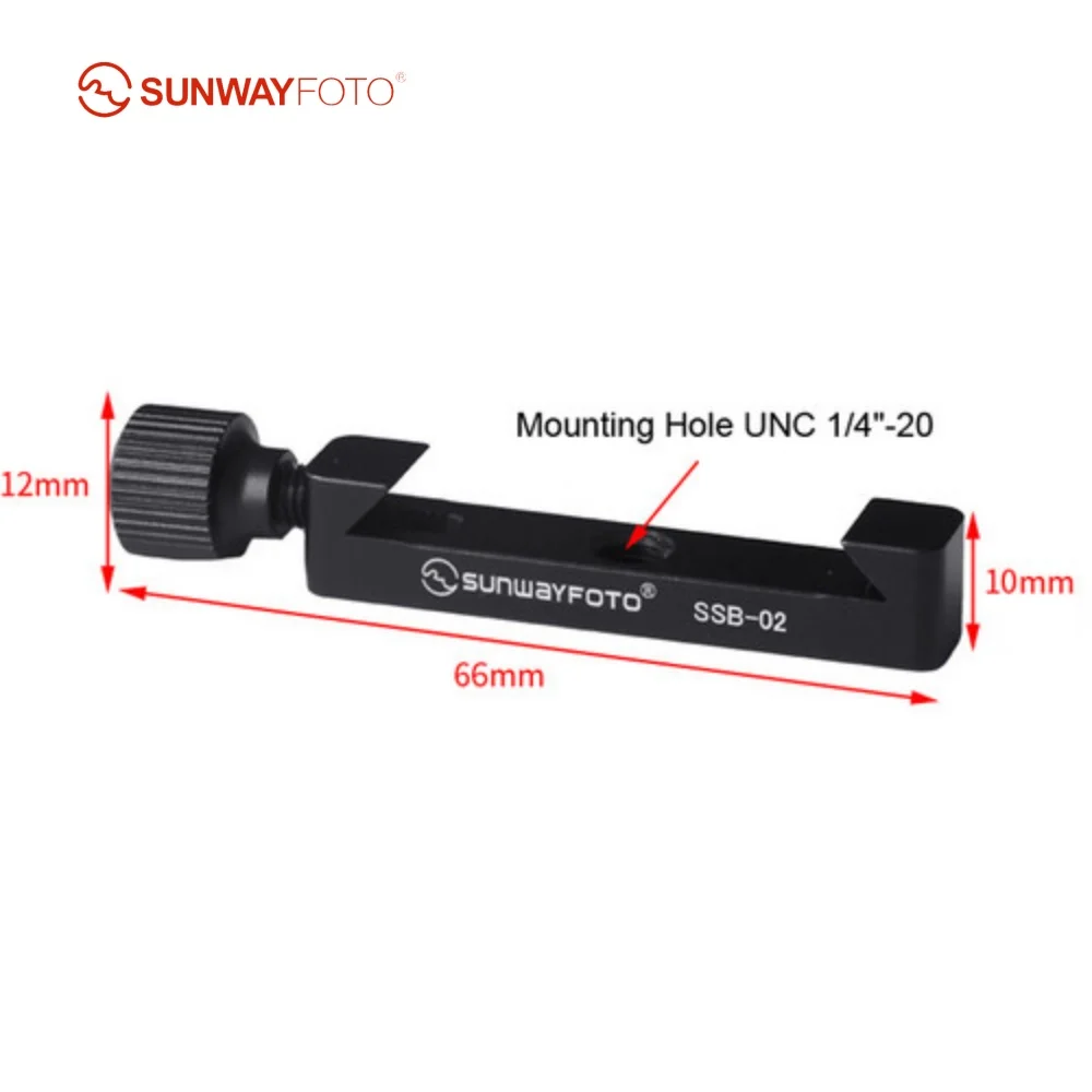 SUNWAYFOTO Index Stop Bar Camera Tripod Quick Release Plate Arca Mini Clamp for L Plate with 1/4 Screw Hole-SSB-02