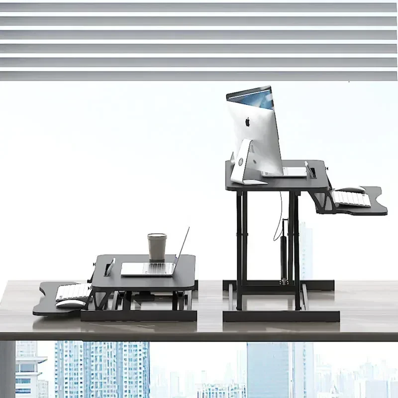 Height Adjustable Folding Standing Computer Desk with Keyboard Tray for Home Office Gaming Lift Laptop Table Stand Workbench