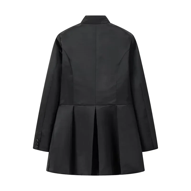 Blazer Black Dresses Women Spring Long Sleeve Short Dresses Woman Pleated High Neck Mini Dress Office Elegant Dresses