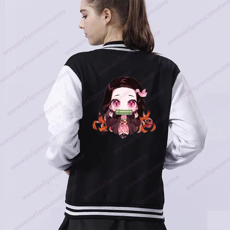 New Anime Kamado Nezuko Pattern Printed Jacket Women's Fashion Casual Anime Harajuku Baseball Shirt