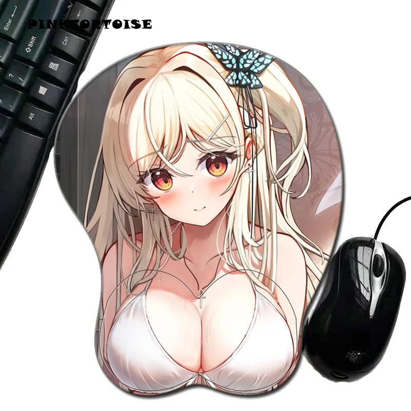 

PINKTORTOISE Anime 3D GHJUN JKIDGY Mouse Pad with Silicone Wrist Rest Mousepad Chest Mouse Hand PC Office Comic Mouse mat