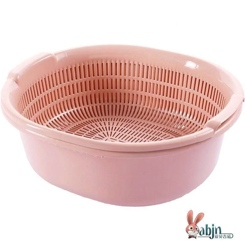 

Утолщенная двухслойная корзина для слива воды для кухонной раковины, поднос для фруктов для журнального столика в гостиной, корзина для мытья овощей с дренажем