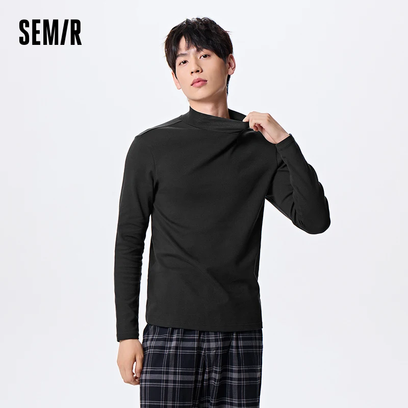 Semir Underwear Men Half-high Collar Slim Comfortable Trendy Micro-brushed Daily Simple Base Layer