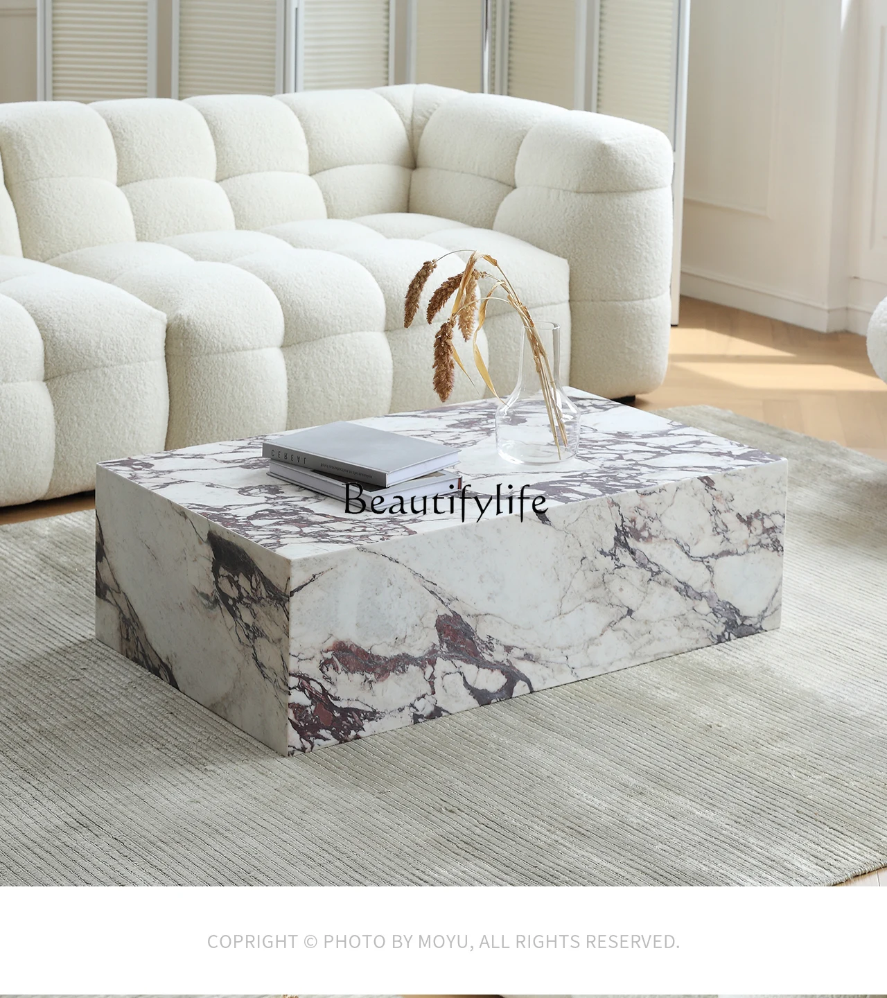 

Ran Marble Tea Table Combination Italian Minimalist Villa Large Flat High-End Luxury Stone