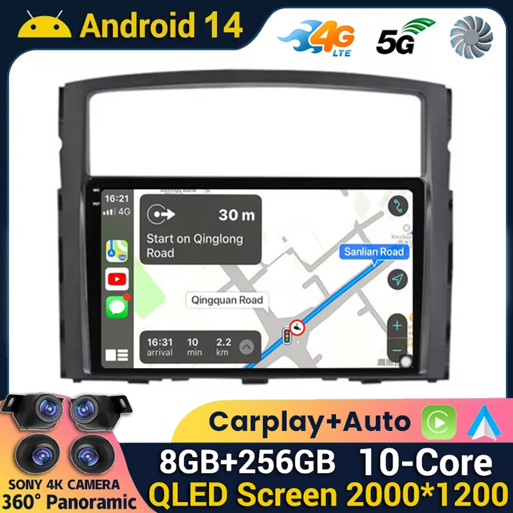 

Android 14 Car Stereo Radio Multimedia Video Player For Mitsubishi Pajero 4 V80 V90 2006 - 2014 Head Unit Wireless Carplay Auto