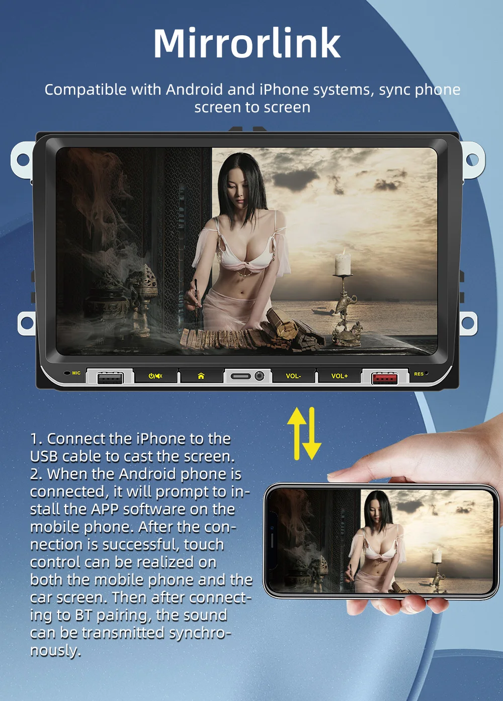 BQCC 9 بوصة لفولكس واجن بولو جيتا سكودا اوكتافيا 2 جولف 5 7 توران بولو تيجوان سيارة MP5 مشغل وسائط متعددة Carplay BT