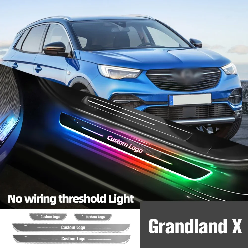 

For Opel Grandland X 2017-2023 2020 2021 2022 Car Door Sill Light Customized Logo Led Welcome Threshold Pedal Lamp Accessories