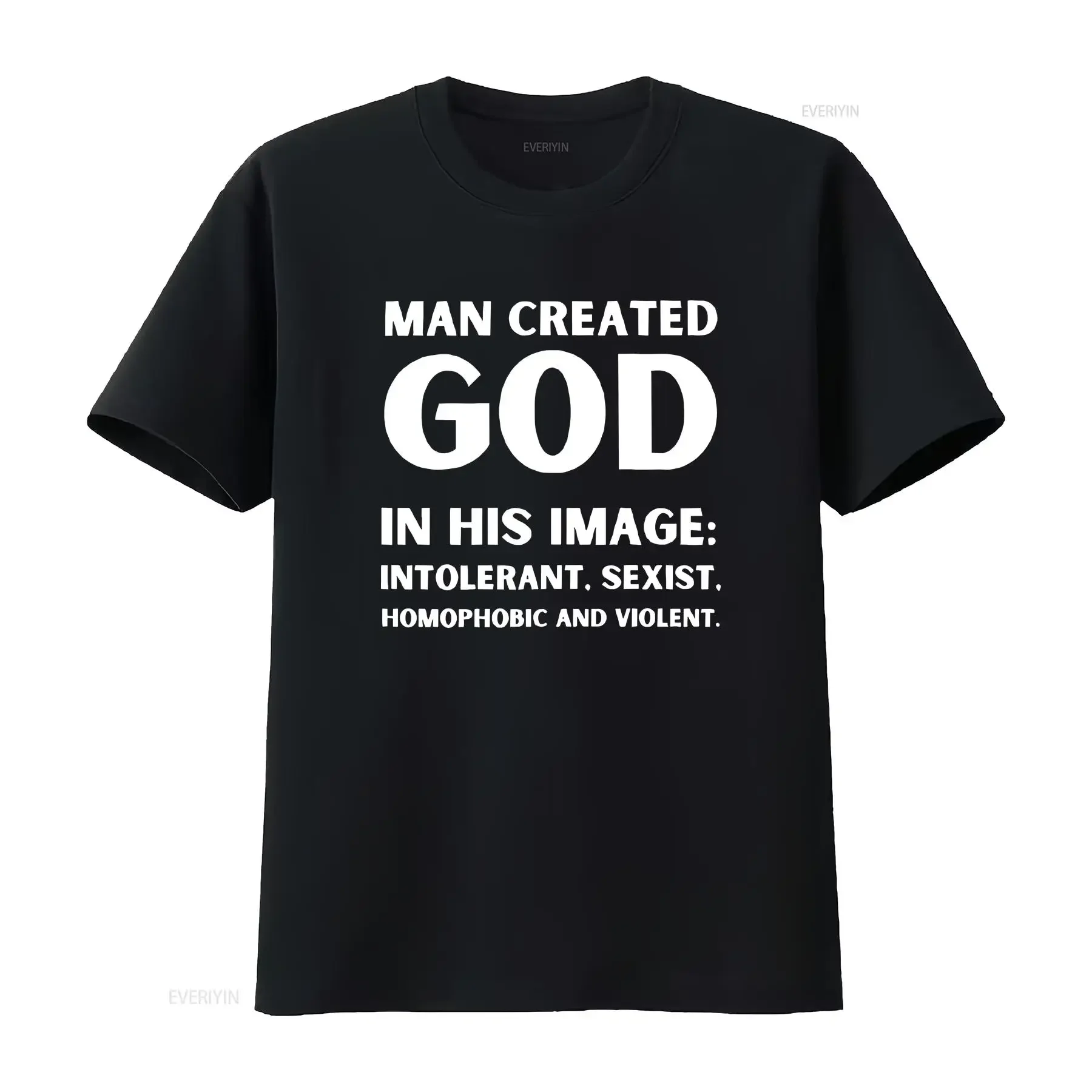 Mann erstellt Gott AtheisT T-Shirt Anti Religion Atheismus Wissenschaft lustige liberale Kleidung Vintage gewaschen gestreckt bequem