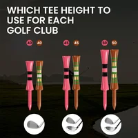 Wooden Golf Castle Tees Step Down Same Height Value 30/100 Count, 40mm 45mm 50mm Length Colorful for Practice 5