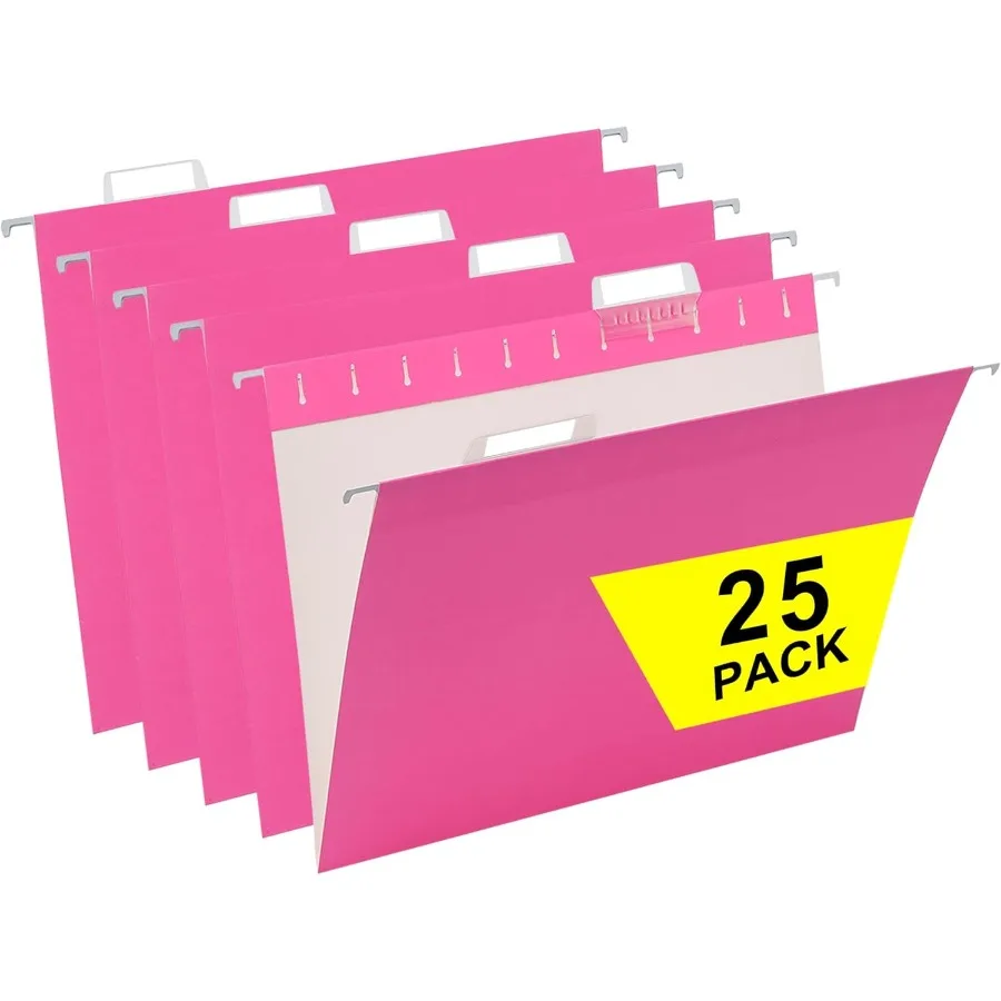 

Pink Hanging File Folders25 Packs Letter Size File Folder Designed for Bulky Files Filing Cabinet 1 5 Adjustable Tabs for Offic