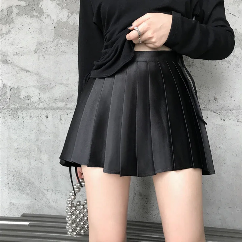 Women Satin Pleated Mini Skirt