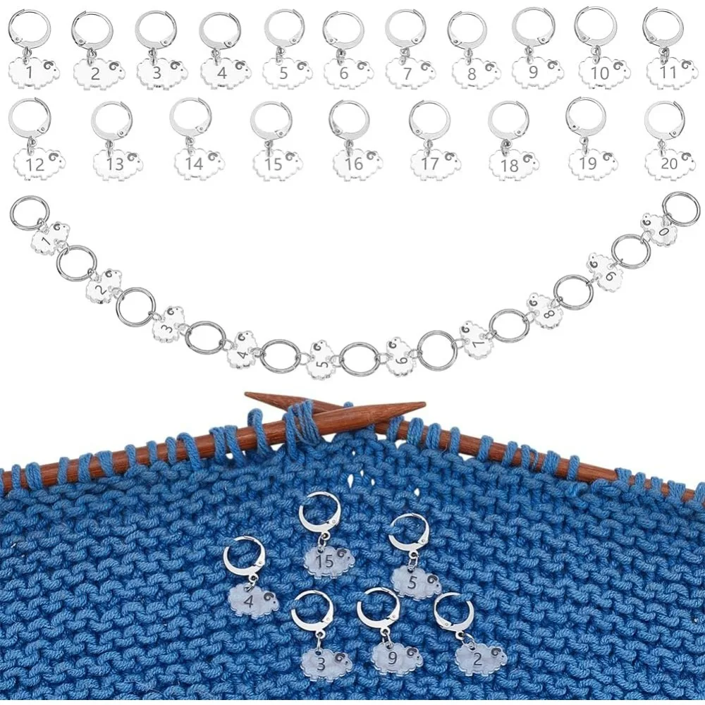 Sheep Stitch Markers Clear Acrylic Crochet Stitch Marker Charms for Knitting Weaving Sewing Accessories Quilting