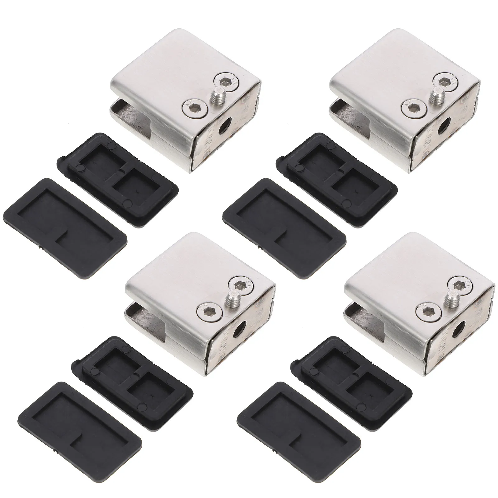 4pcs Stainless Steel Clamps Glass Panel Clamp For Balustrade Strong Hold No Scratch Easy Install Hotel Office Home Use Glass