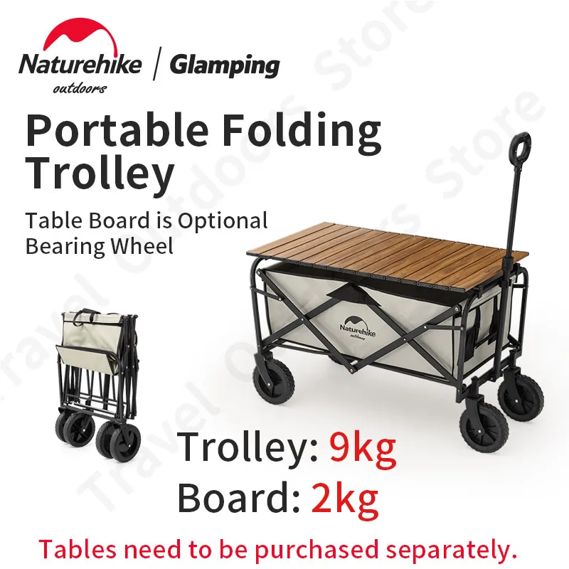 Naturehike railer Foldable Trolley Cart Wagon Glamping Camping Supplies Picnic Outdoor Tool Steel Shopping Multifunction Storage