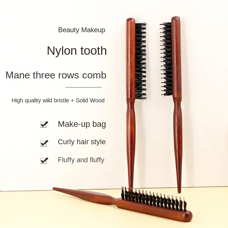 Professionele Salon Plagen Haar Borstels Zwijn Borstelhaar Hout Slanke Lijn Kam Haarborstel Verlenging Kappers Styling Tools Diy