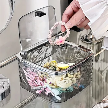 Şeffaf Akrilik Saklama Kutusu Saç Aksesuarları Organizatör Saç Kravat Organizatör Kafa Bandı, Yaylar, Pamuklu Çubukla Organizasyonu, Banyo