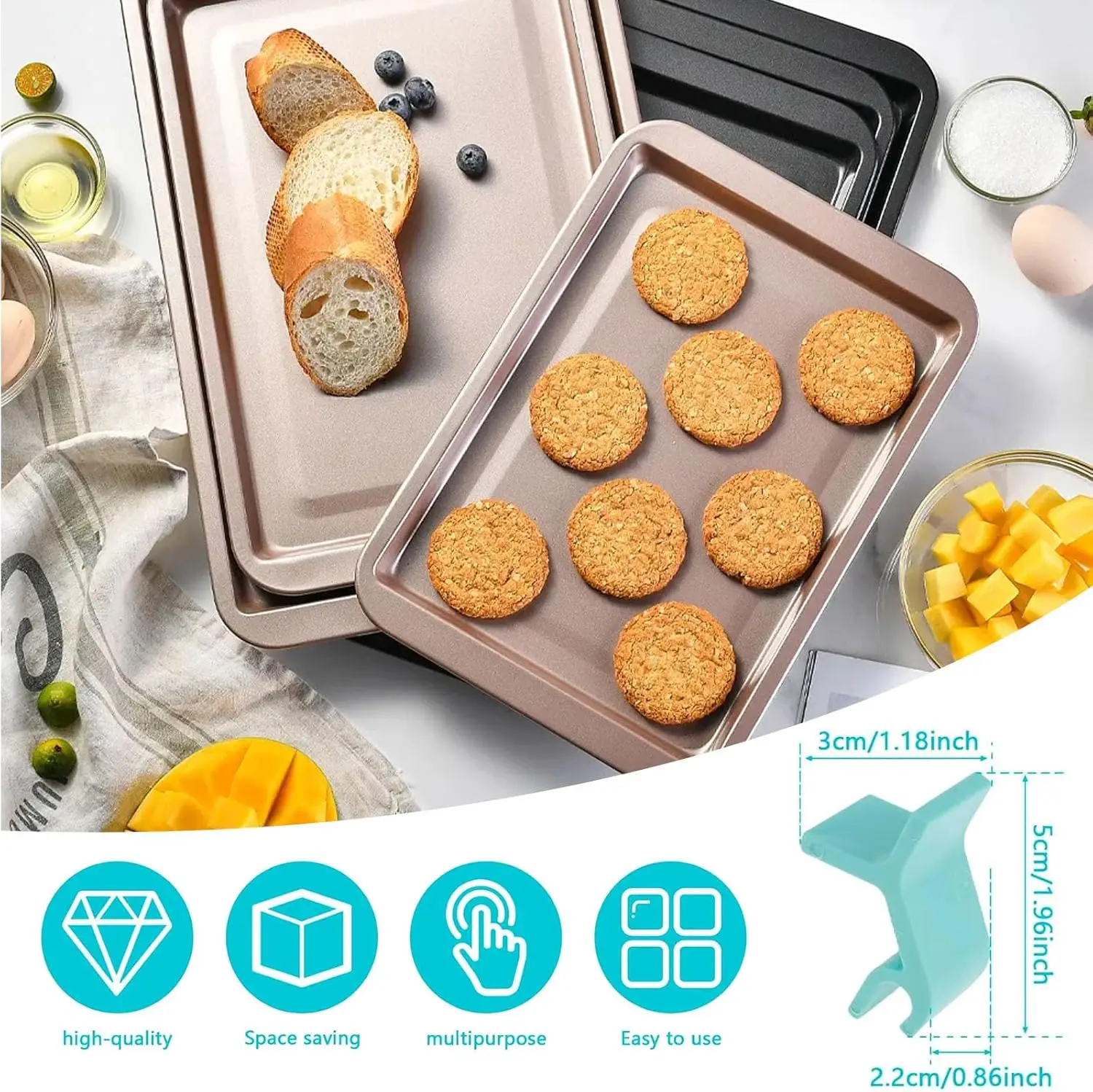 12pcs Baking Sheet Stacker,Cookie Sheet Stacking Clips,Space-Saving Baking Sheet Stacker,Safe Cookie Tray Stacker Clips