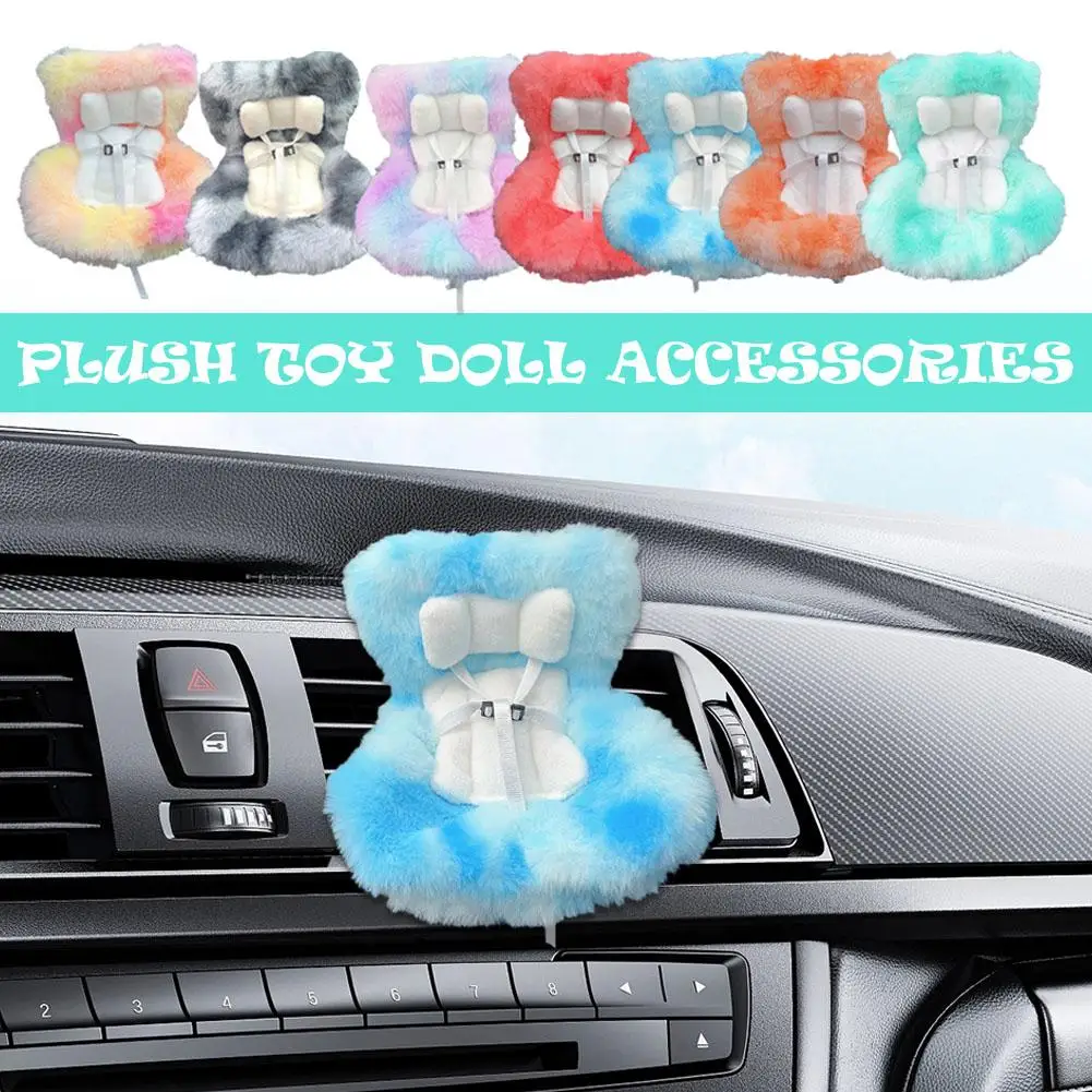 

Kawaii Labubu Mini Plush Doll Car Seat Cushion Air Freshener Decor Auto Gift Safety Cushion Stuffed Toy Car Accessories
