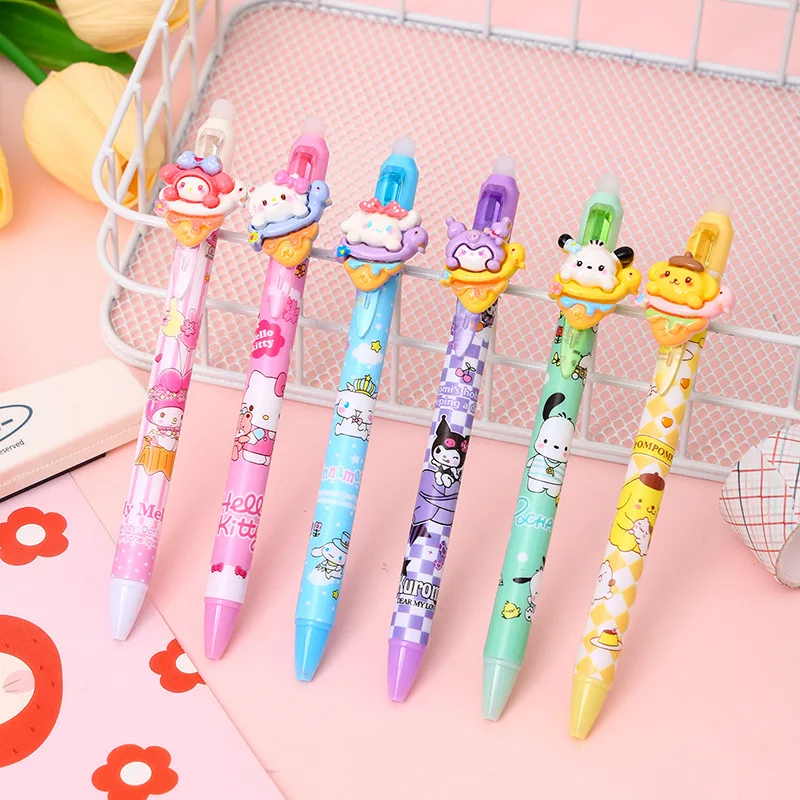 36pcs/lot Sanrio Ice Cream Erasable Gel Pens For Writing Creative 0.5mm Blue Ink Neutral Pen Kids Gift Office School Supplies