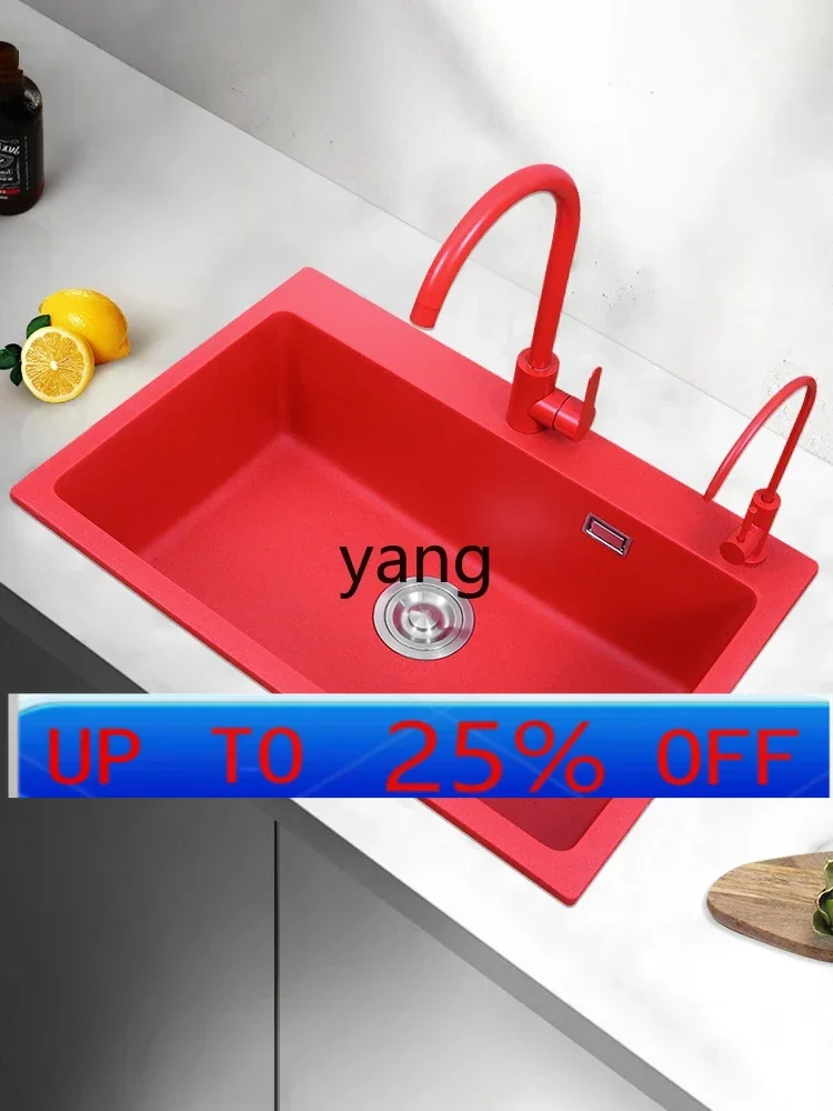 CX kitchen vegetable basin China red quartz stone sink large single lower basin dishwasher household