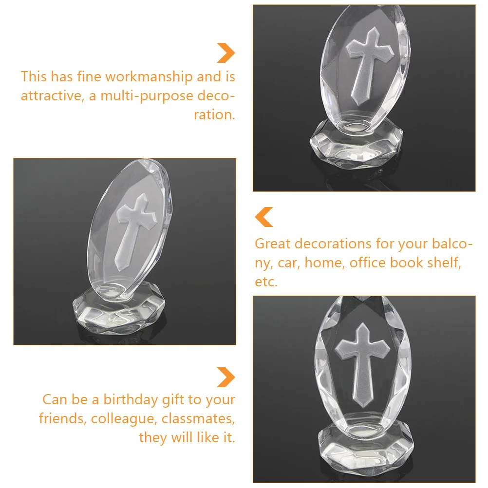 

Crystal Cross Diamond Cut Desktop Decoration Church Adornment Home Office Tabletop Handicraft Glassware Art Photo