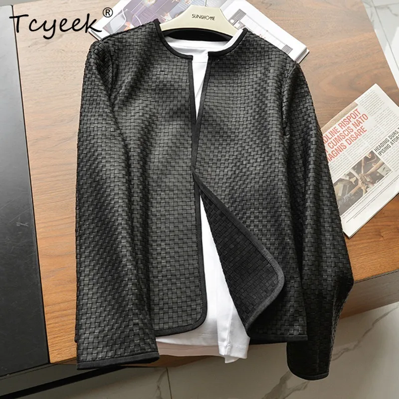 Tcyeek Real Sheepskin Coats for Women Hand Woven Fashionable Autumn Clothing Genuine Leather Jackets Women 2026 Jaqueta De Couro