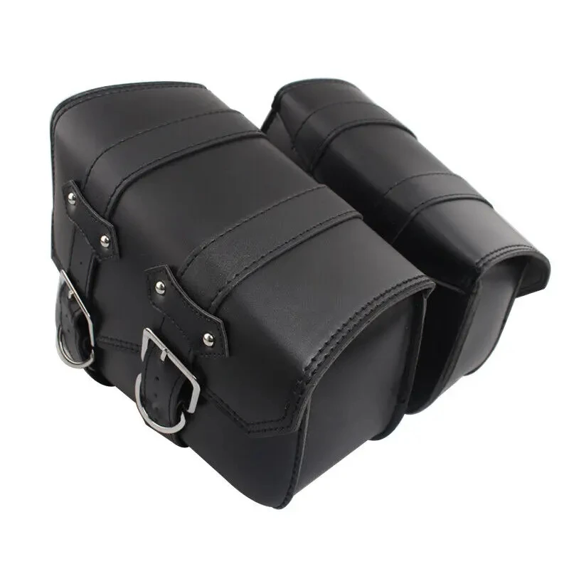 Black Universal Motorcycle Storage Side Saddle Bags PU Leather Swing Arm Tool Bag For Harley Sportster XL883 1200