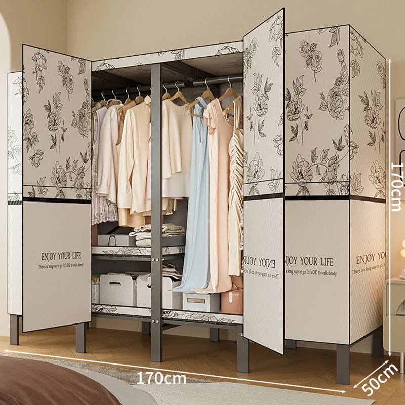 

Installation Modern Wardrobe Bedroom Household Simple Cloth Storage Wardrobe Steel Strong Rental Room Roupeiro Furniture