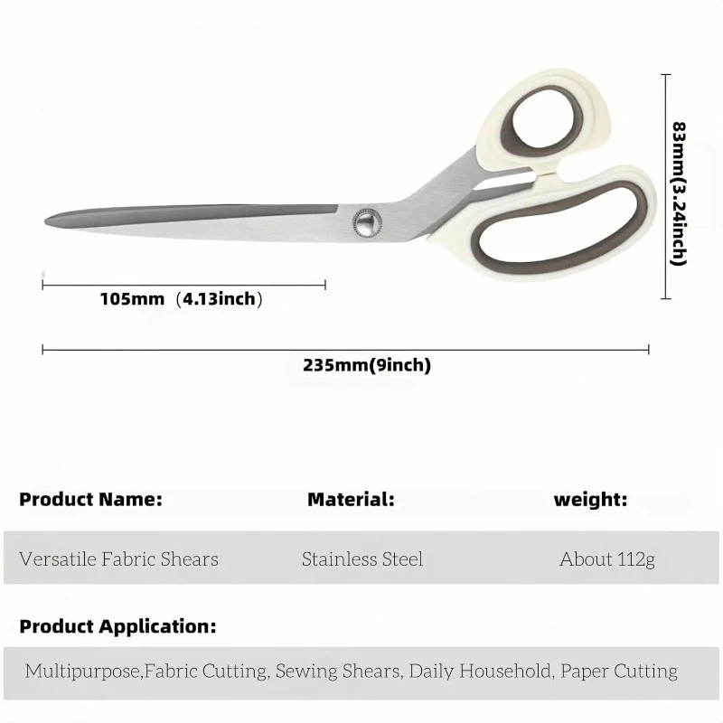 9 Inch Sharp Sewing Scissors Heavy Duty Stainless Steel Fabric Shears Zinc Alloy Handle Professional Tailor Scissors Gift Pack