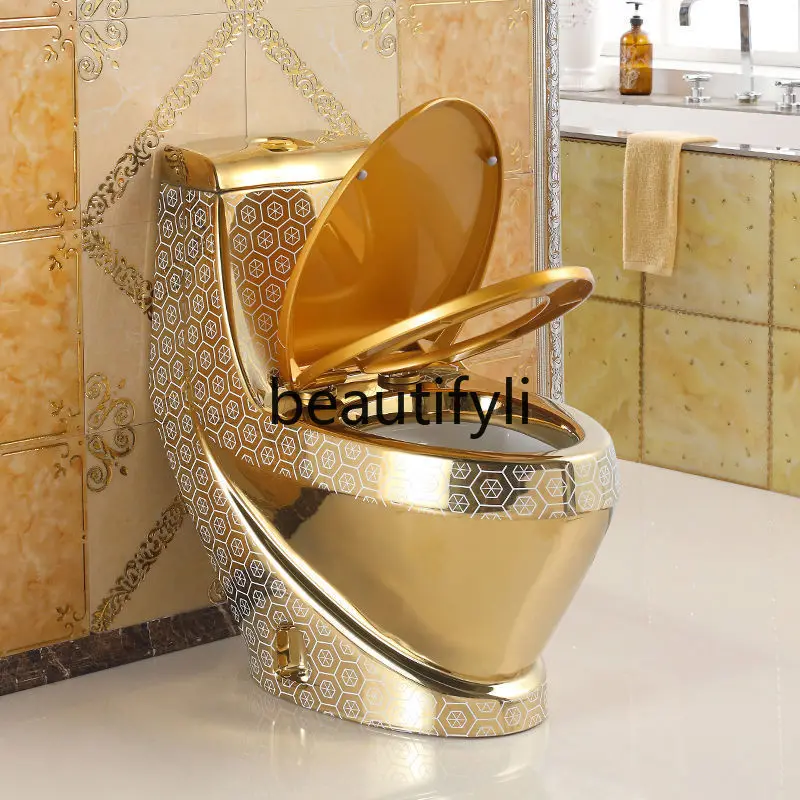 Flushing golden toilet, water-saving, silent and deodorant European toilet, colorful creative personalized ceramic toilet