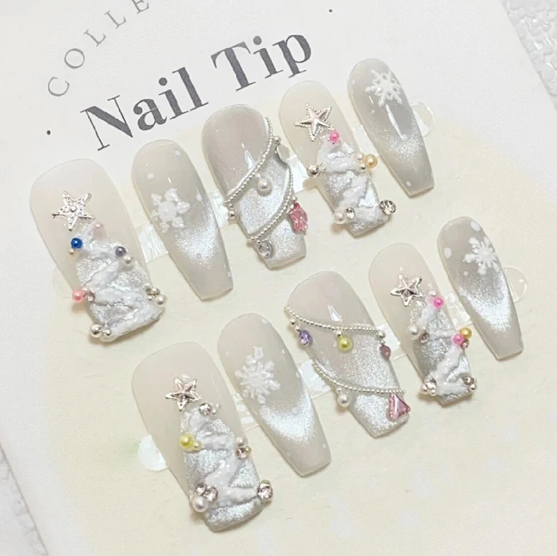 5d relevo arte do prego adesivos diamantes glitter branco árvores de natal bolas flocos de neve dourados decalques de unhas para dicas de manicure acessórios
