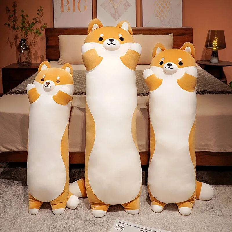 90-130cm Giant Long Shiba Corgi Dog Soft Plush Toy Throw Pillow Stuffed Soft Animal Chai Cushion Popular Birthday Gifts Girls Ki