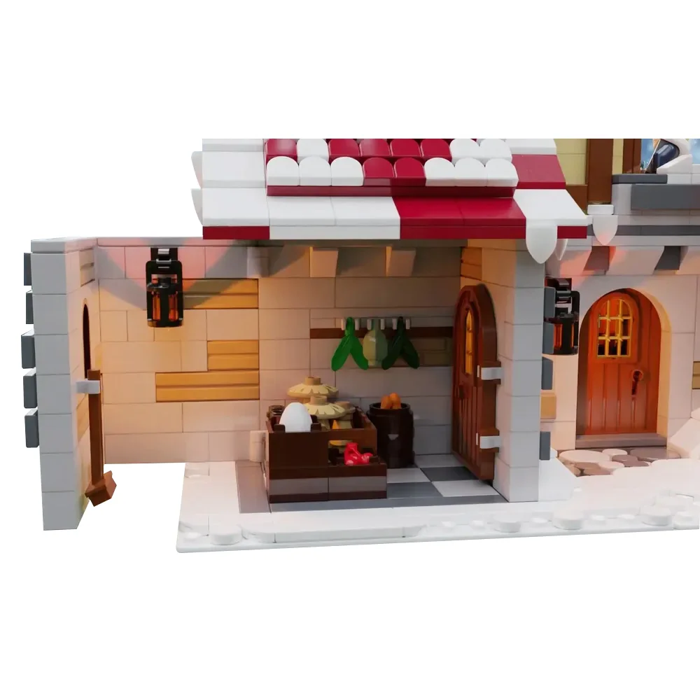 MOC-187924 De Taverne Onder De Sneeuwmodel Bouwstenen Huisarchitectuur Verzamelen Puzzelstenen Speelgoed Creatieve Geschenken ﻿