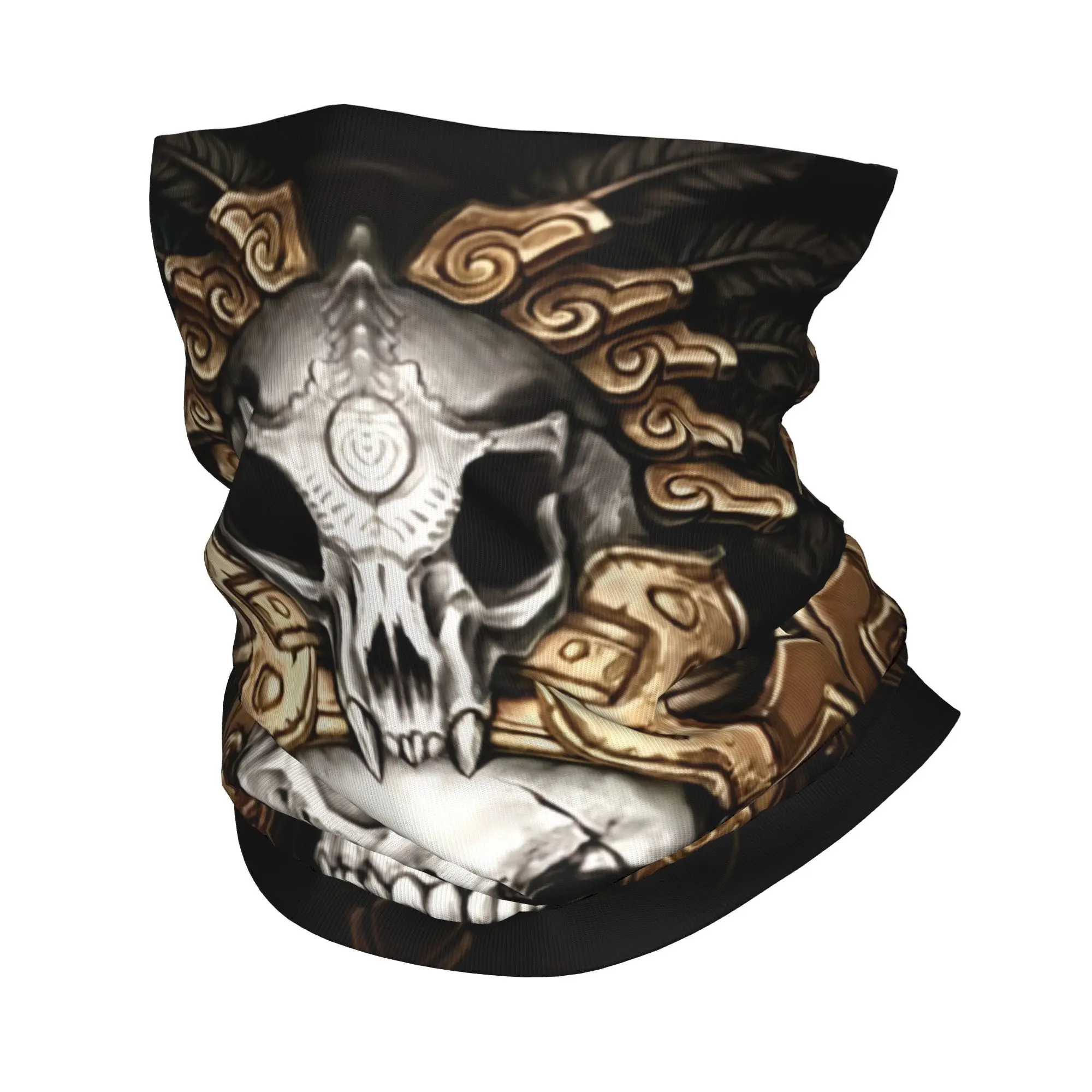 Custom Egypt Skull Motor Neck Gaiter Men Women UV Face Shield Winter Festival  Bandana Scarf for Ski