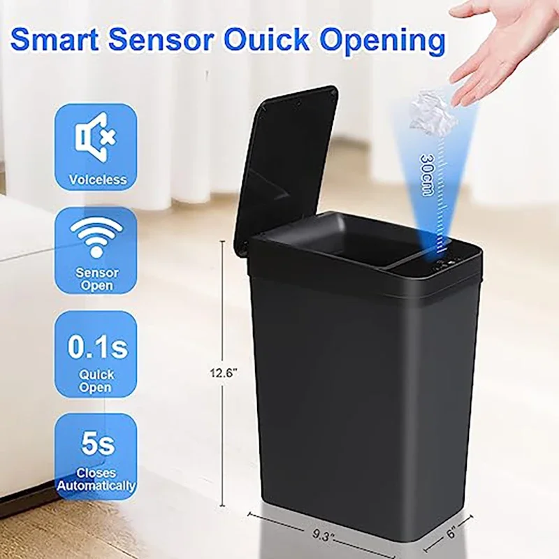 12L Smart Trash Can Waterproof Automatic Sensor Garbage Can For Bathroom Kitchen Garbage Living Room Recycle Bins Smart Home