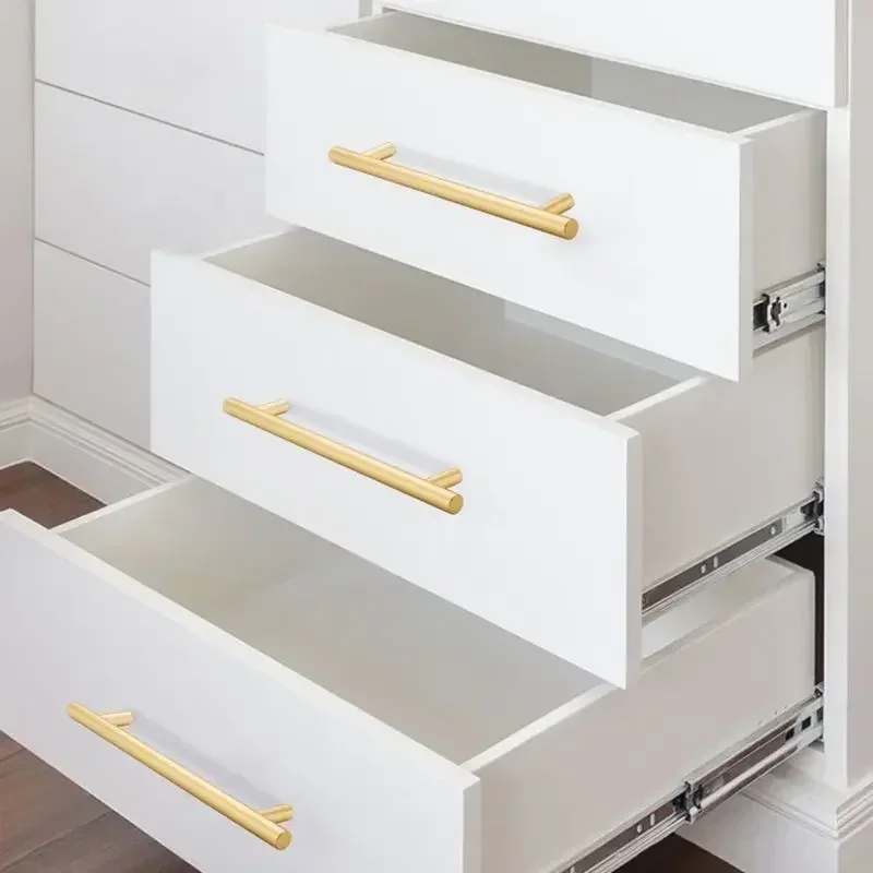 10 Stück schwarze goldene Schrankgriffe aus gebürstetem Edelstahl für Küchenschränke, Türknöpfe, Möbel, Schubladengriffe, Stangengriffe – Detail 1